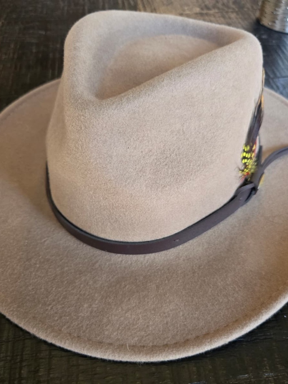 Scala brown wool felt fedora with dark brown trim and bow